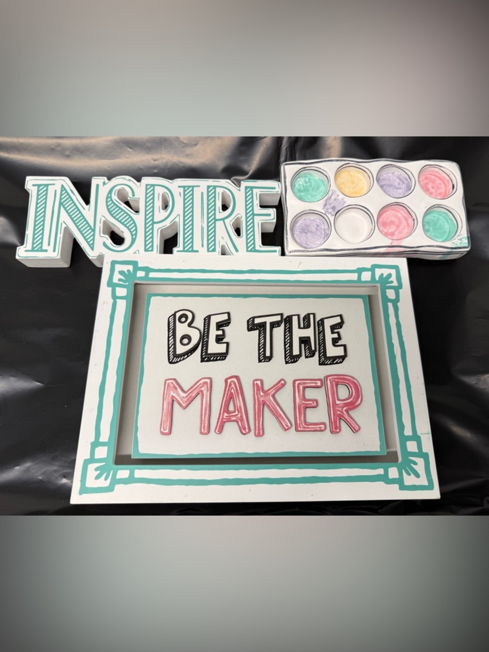 Be The Maker Framed Sign in Mint, Pink, Black